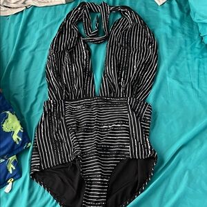 Striped Halter One-Piece Swimsuit